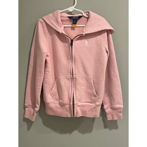Polo Ralph Lauren Kids Pink Cotton Blend Zip Hoodie Size S 7